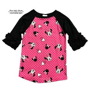 Girls 3T Black & Pink Minnie Mouse Ruffle Top